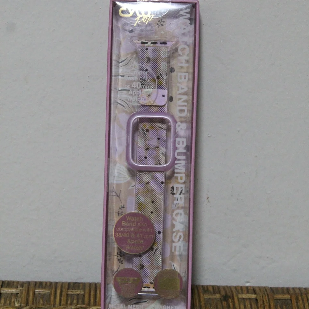 Cylo Pop. Metal Mesh Watch Band & Bumper Case. for Apple 41mm. 40mm. 38mm.